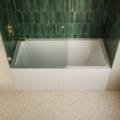 Lafayette 60 x 32 Skirted Left Drain Soaking Apron Bathtub in Glossy White with Integrated Overflow and Drain