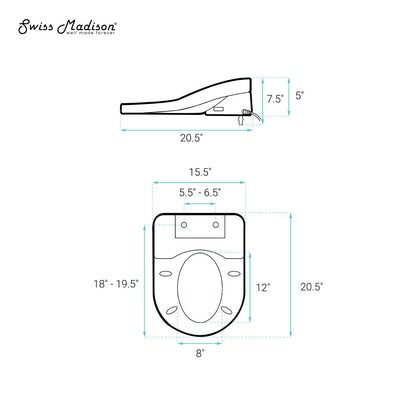 St. Tropez One-Piece Elongated Toilet Vortex Dual-Flush 1.1/1.6 gpf with Smart Seat Bidet