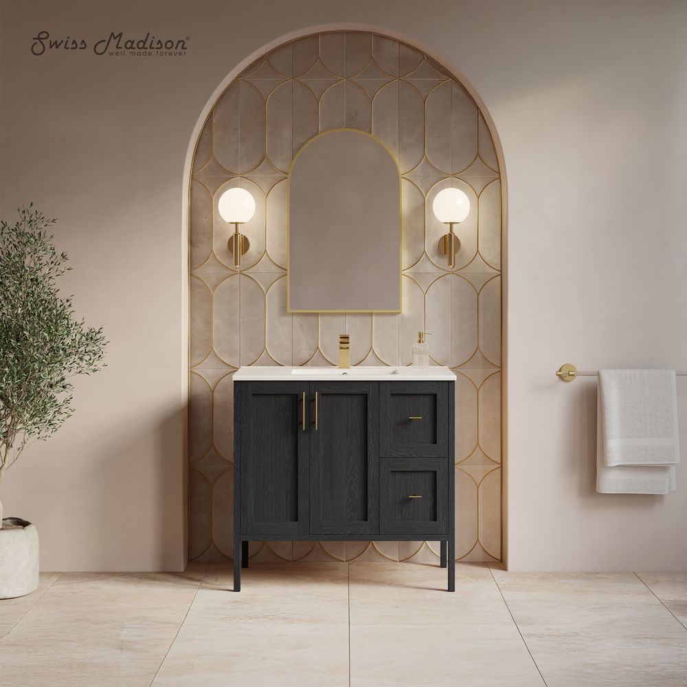 Forme 36" Modular Freestanding Bathroom Vanity with Sink Top in Black Oak