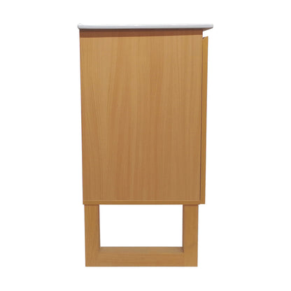 30-inch freestanding bathroom vanity in natural oak with single sink and flat sink top.