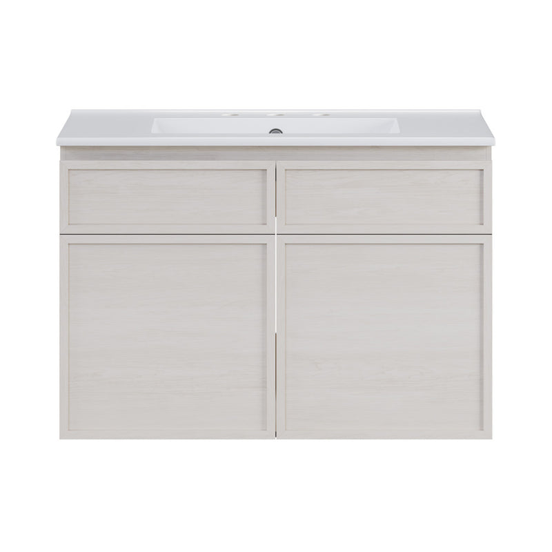 St. Tropez 30" Wall-Mounted Bathroom Vanity in White Oak with 3-Hole Widespread Sink Top
