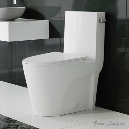 St. Tropez One-Piece 10" Rough-in 1.28 GPF Right-Hand Vortex Flush Elongated Toilet in Glossy White