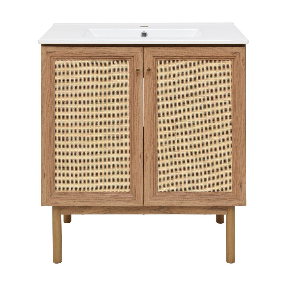 Classe 30" Freestanding Bathroom Vanity in Golden Oak with Sink Top
