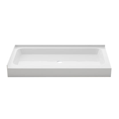 Voltaire 60" x 32" Double-Threshold Left Corner Shower Pan Base with Center Drain in Glossy White