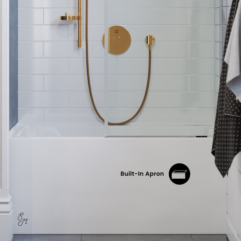 Voltaire 48 x 32 Skirted Left Drain Soaking Apron Bathtub in Glossy White with Integrated Overflow, Drain Included