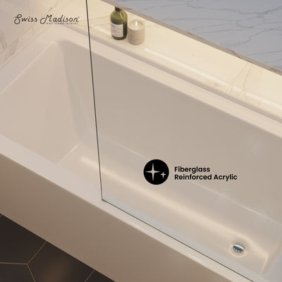 Voltaire 60" x 30" Right Drain Skirted Soaking Bathtub with Apron ADA Height in Glossy White