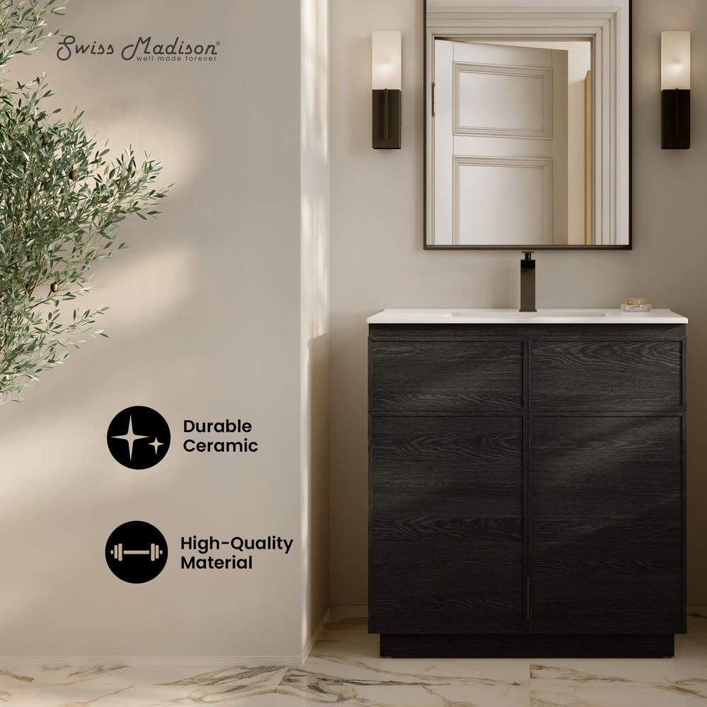 St. Tropez 36" Freestanding Bathroom Vanity in Black Oak with Sink Top
