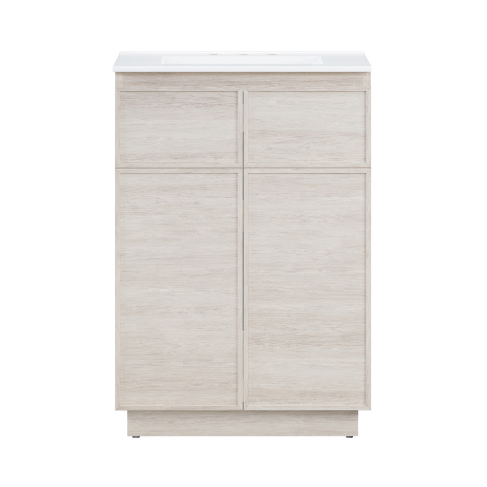 St. Tropez 24" Freestanding Bathroom Vanity in White Oak with 3-Hole Widespread Sink Top