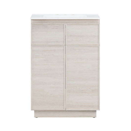 St. Tropez 24" Freestanding Bathroom Vanity in White Oak with 3-Hole Widespread Sink Top