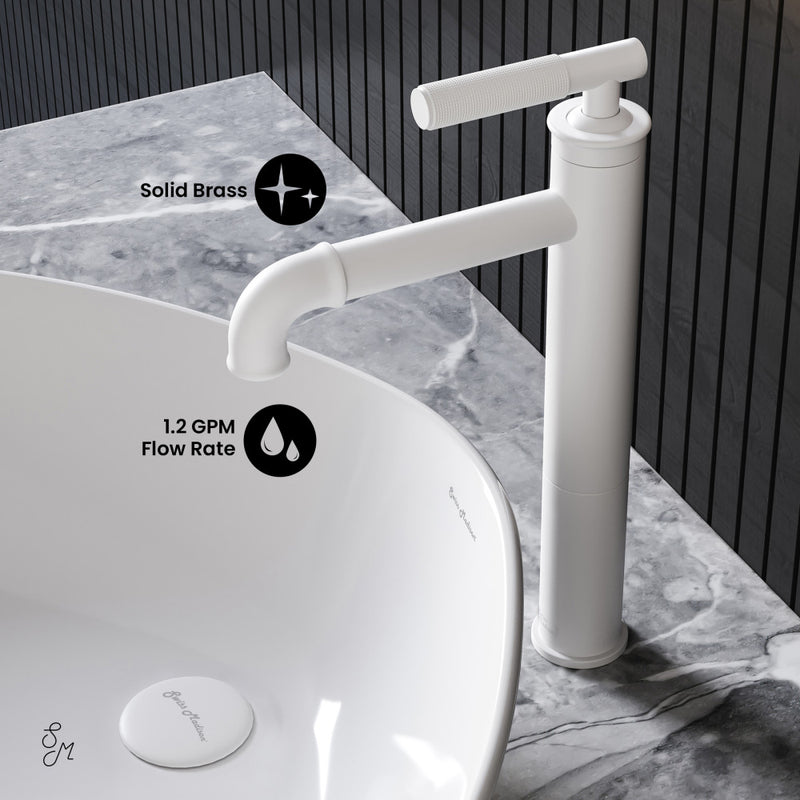 Avallon Single Hole, Single-Handle Sleek, High Arc Bathroom Faucet in Matte White