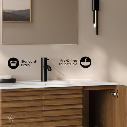 Cascade 36" Wall-Mounted Bathroom Vanity in Brown Oak with Sink Top