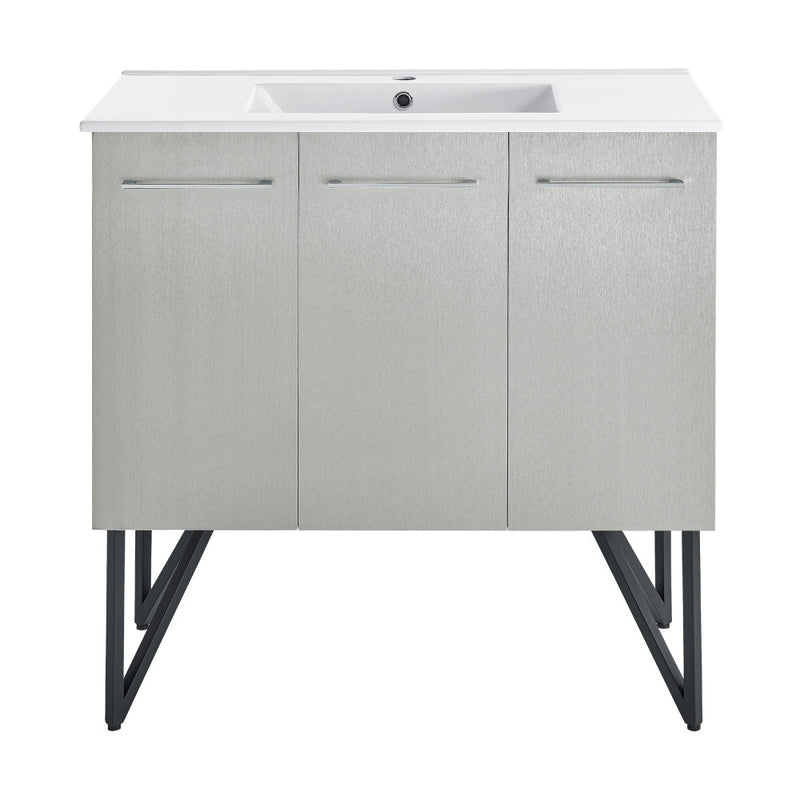 Annecy 36" Freestanding Bathroom Vanity in Gray with Sink Top