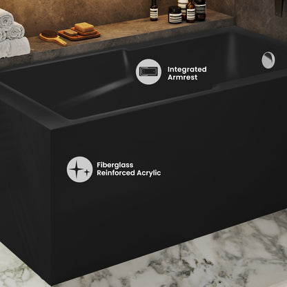 Voltaire 60 x 32 Right Drain Soaking Alcove Corner Apron Bathtub in Glossy Black