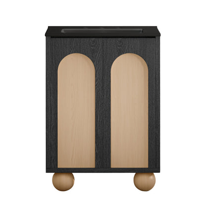 Plaisir II 24" Freestanding Bathroom Vanity in Black Oak with Black 3-Hole Widespread Sink Top