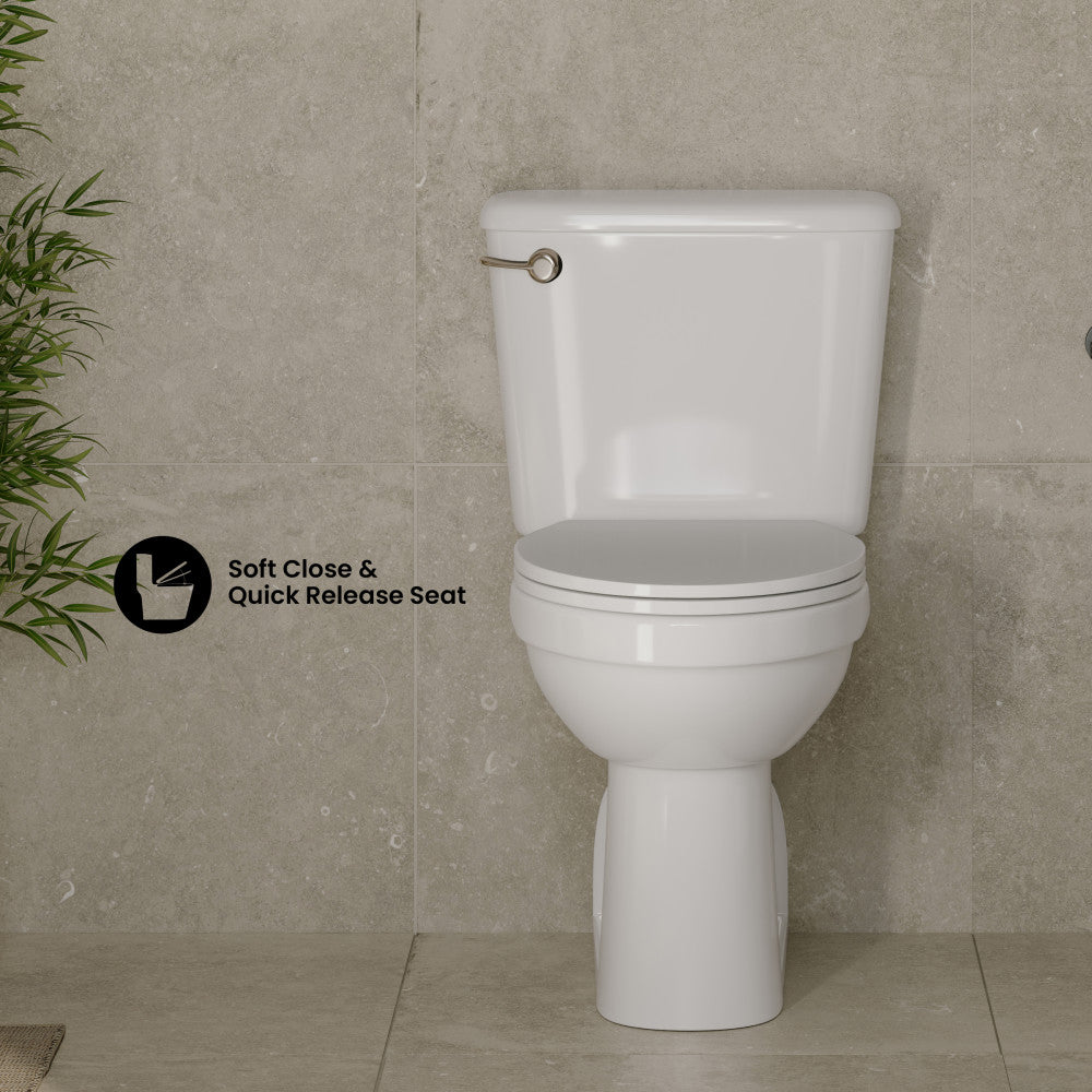 Carlton Marquette Rear-Outlet Two-Piece 1.6 GPF Left-Hand Flush Elongated Toilet in Glossy White