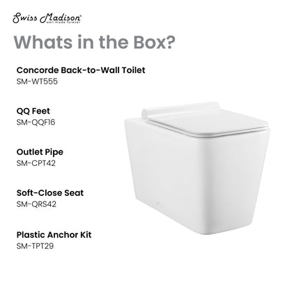 Square back-to-wall toilet with soft-close seat, compact design, white ceramic finish.
