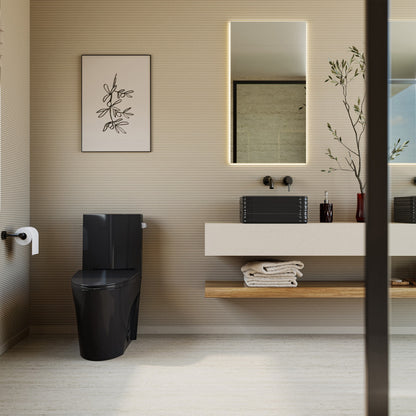 St. Tropez One-Piece 12" Rough-in 1.28 GPF Right-Hand Flush Elongated Toilet in Glossy Black