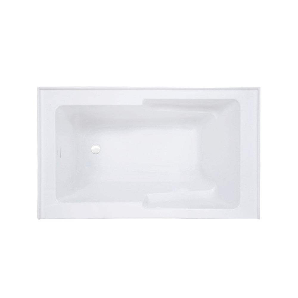 Voltaire 54 x 30 Skirted Left Drain Soaking Apron Bathtub in Glossy White with Integrated Overflow and Armrest, Drain Included