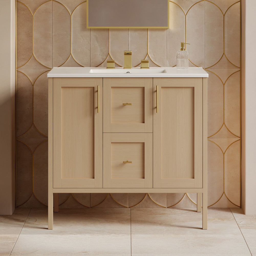 Forme 36" Modular Freestanding Bathroom Vanity with 3-Hole Widespread Top in Natural Oak