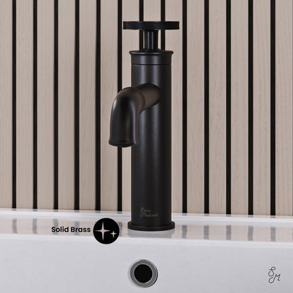 Avallon Single Hole, Single-Handle Wheel, Bathroom Faucet in Matte Black