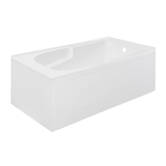 Ivy 54 x 30 Right Drain Soaking Alcove Corner Apron Bathtub in Glossy White with Integrated Overflow, Drain Included