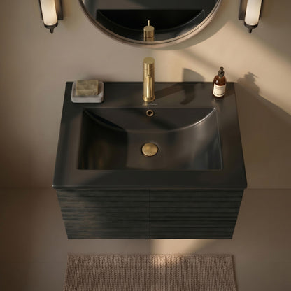 24" Ceramic Vanity Top with Single Faucet Hole in Matte Black