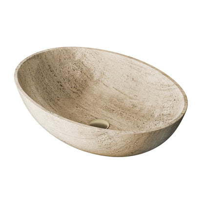 Ivy 20" Natural Marble Oval Vessel Sink in Polished Travertine
