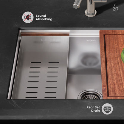 Rivage 30 x 19 Single Basin Undermount Kitchen Workstation Sink