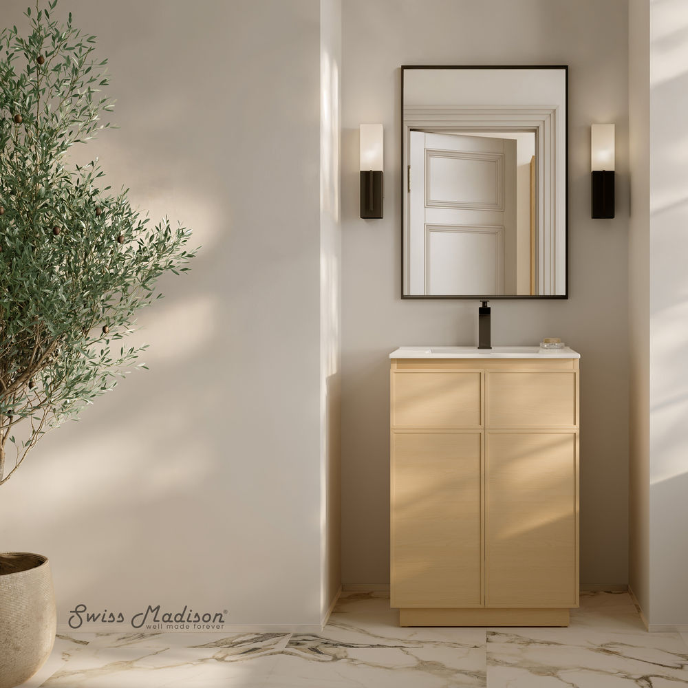 St. Tropez 24" Freestanding Bathroom Vanity in Natural Oak with Sink Top