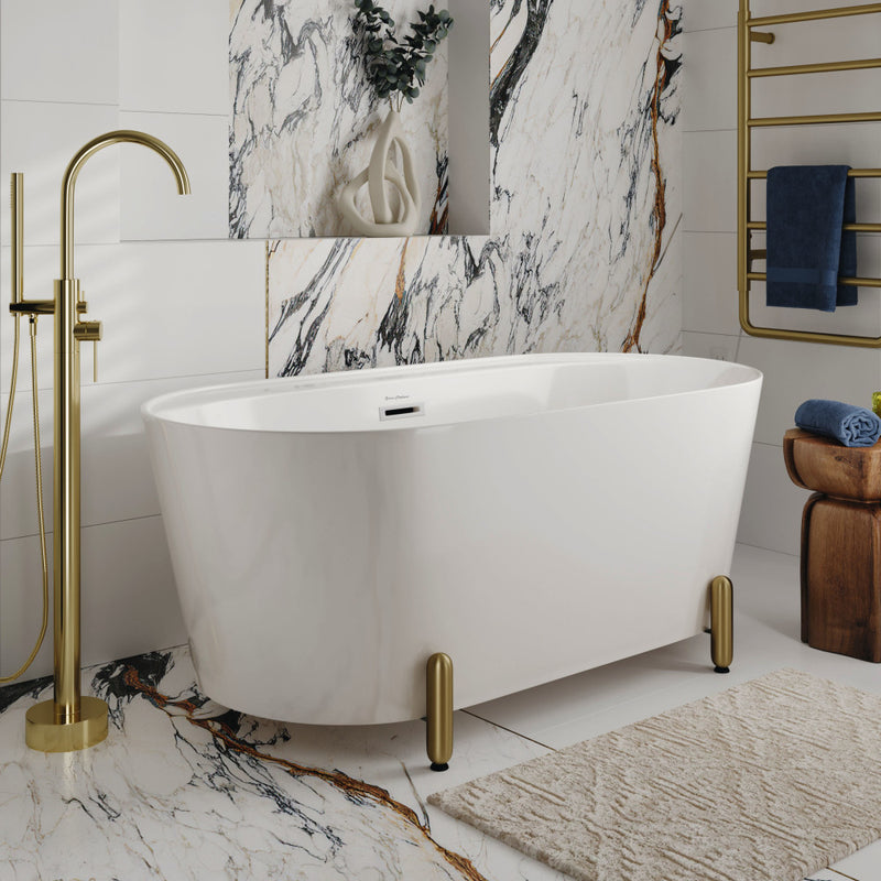 Monaco 59" Freestanding Bathtub with Brushed Gold Stand