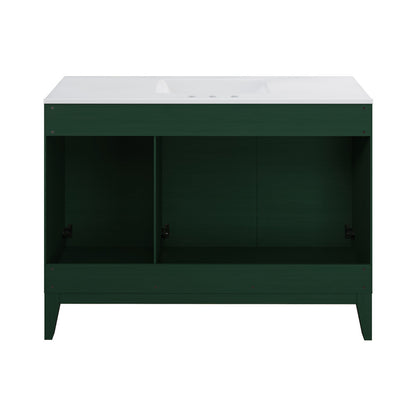 Cascade 48" Freestanding Bathroom Vanity in Green Oak with 3-Hole Widespread Sink Top