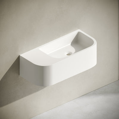 Carre 25" Solid Surface Oval Wall-Mounted Sink In Matte White