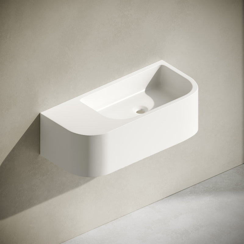 Carre 25" Solid Surface Oval Wall-Mounted Sink In Matte White