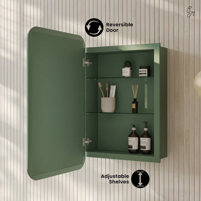 Plaisir 18 x 27 Recessed/Wall Mount Medicine Cabinet with Mirror in Green