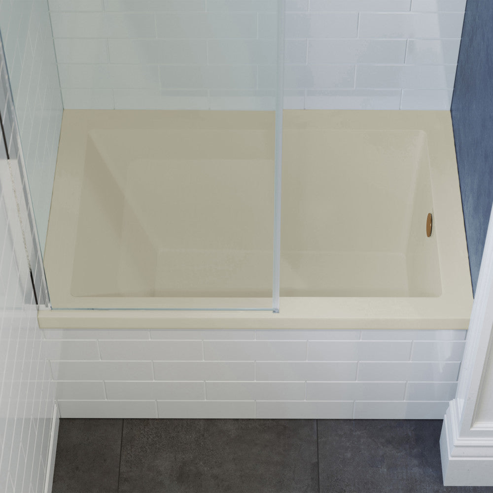 Alcove soaking bathtub 48x32 inch in bisque with right-hand center drain.