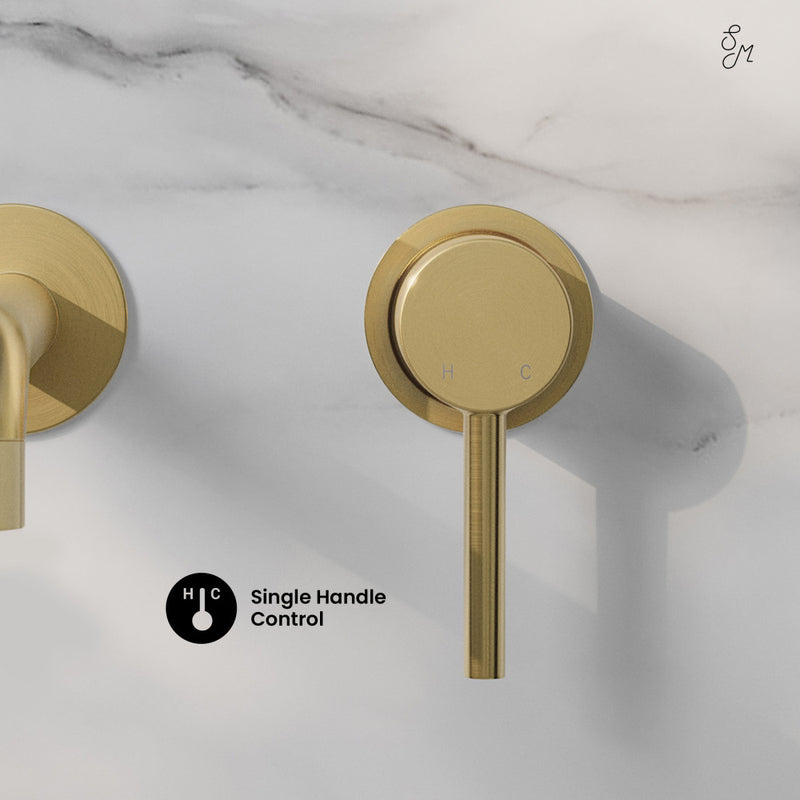 Ivy Single-Handle Wall Mount Bathroom Faucet in Brushed Gold