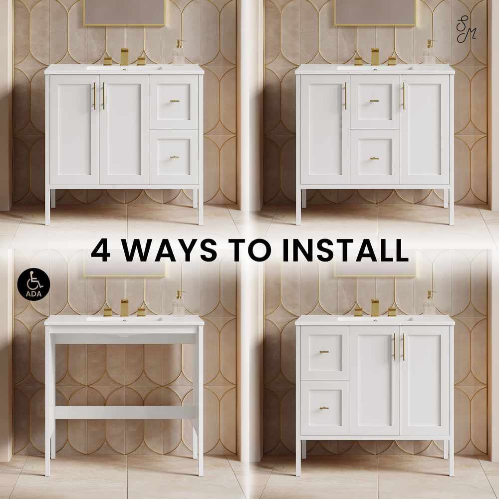 Forme 36" Modular Freestanding Bathroom Vanity with 3-Hole Widespread Top in White