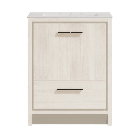 Virage 30" Freestanding Bathroom Vanity in White Oak with Widespread Sink Top