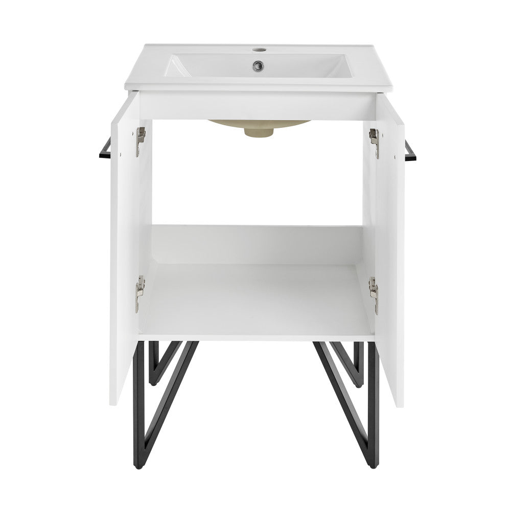 Annecy 24" Freestanding Bathroom Vanity in Mondrian White with Sink Top