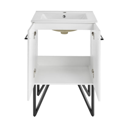 Annecy 24" Freestanding Bathroom Vanity in Mondrian White with Sink Top