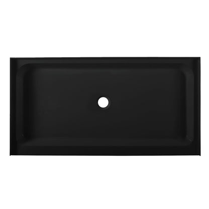 Voltaire 60" x 32" Acrylic Black, Single-Threshold, Center Drain, Shower Base