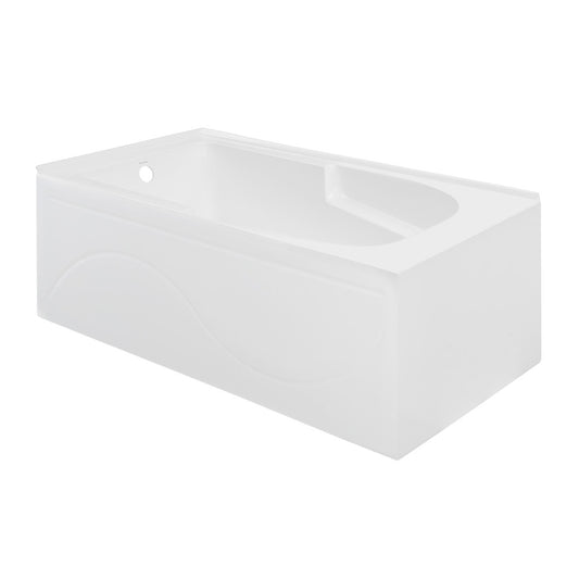 Ivy 54 x 30 Left Drain Soaking Alcove Corner Apron Bathtub in Glossy White