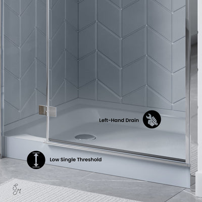 Voltaire 60" x 36" Single-Threshold, Left-Hand Drain, Shower Base in Gray
