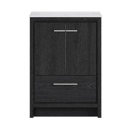 Virage 24" Freestanding Bathroom Vanity in Black Oak with Sink Top