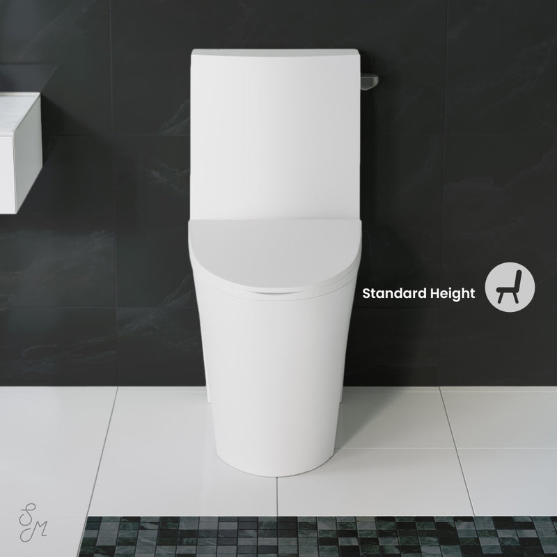 St. Tropez One-Piece 10" Rough-in 1.28 GPF Right-Hand Vortex Flush Elongated Toilet in Glossy White