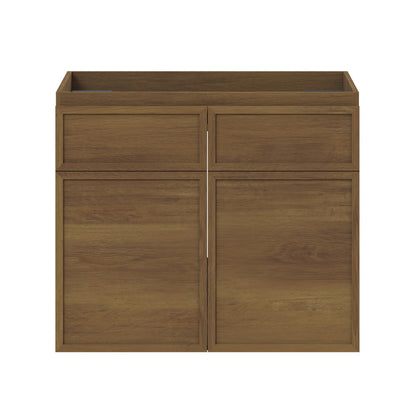 St. Tropez 24" Wall-Mounted Bathroom Vanity Cabinet without Top in Brown Oak