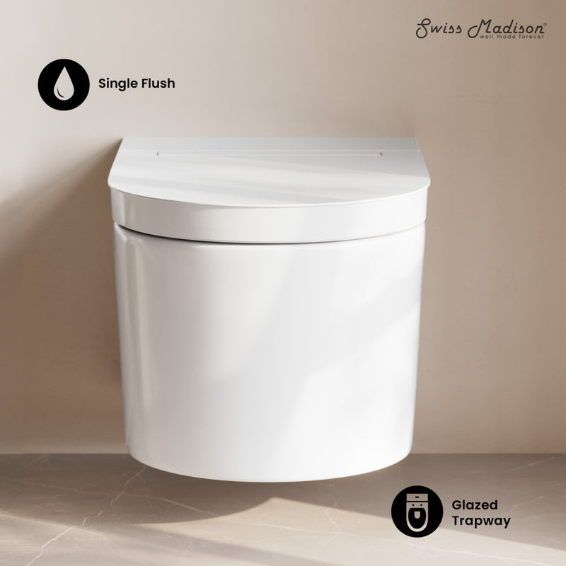 Hugo H Wall-Hung Toilet in Glossy White with Supporting Frame