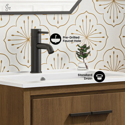 Virage 24" Freestanding Bathroom Vanity in Brown Oak with Sink Top