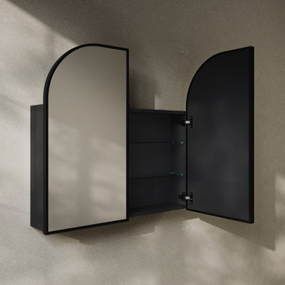 Porte 32 x 31 Arched Recessed/Wall Mount Medicine Cabinet with Mirror in Black