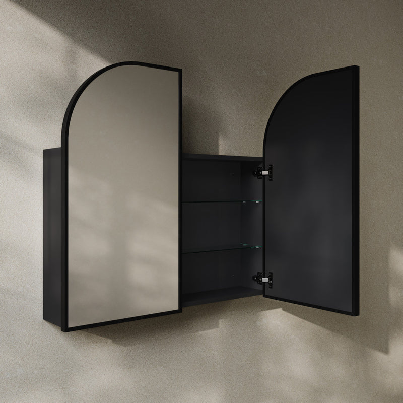 Porte 32 x 31 Arched Recessed/Wall Mount Medicine Cabinet with Mirror in Black
